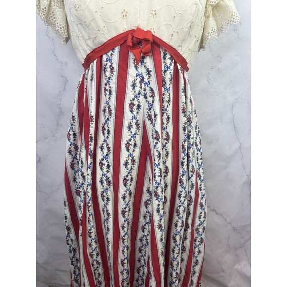 Vtg 70s Princess Kaiulani Hawaiian Maxi Floral Dress M Short Puff Sleeves Eyelet - Picture 15 of 16